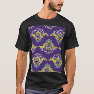 Pfauenfedern: vintage nahtlose Hintergrund. T-Shirt