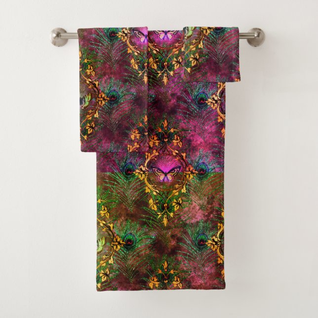 Pfauenfederschmetterling viktorianisch elegant lil badhandtuch set (Insitu)