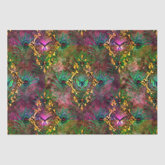 Pfauenfederschmetterling viktorianisch elegante li seidenpapier (Vorderseite)