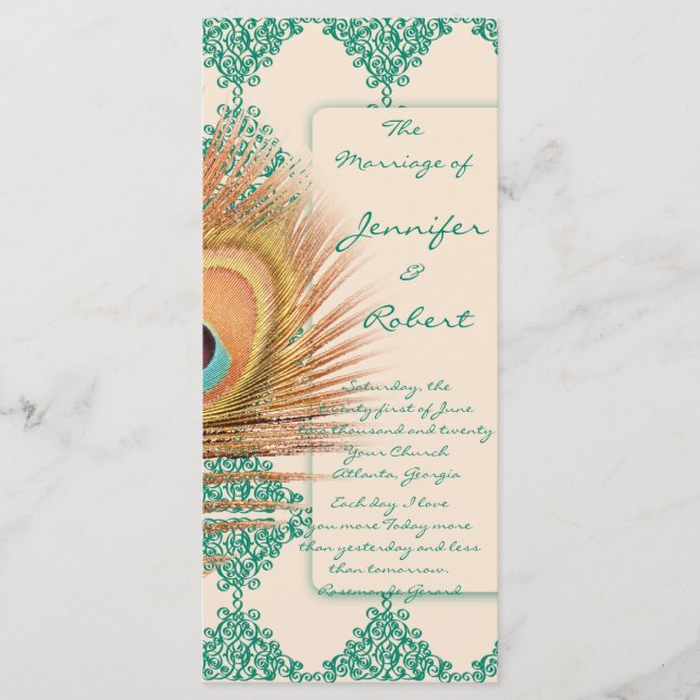 Pfauenfederung zum Aquamarinen marokkanischen Kind Programm (Vorderseite)