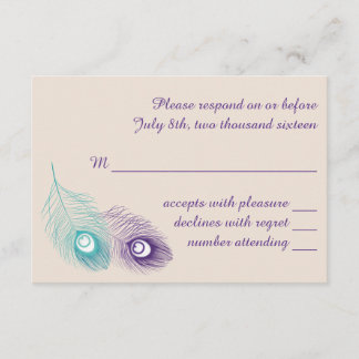 Pfauenfederungskarte RSVP Karte