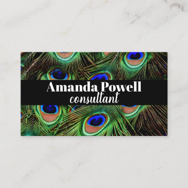 Pfauenfedervorlage für benutzerdefinierte Visitenk Visitenkarte (Vorderseite)