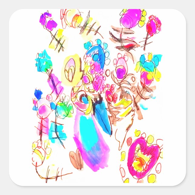 Pfauenfreude Art  Quadratischer Aufkleber (Vorderseite)