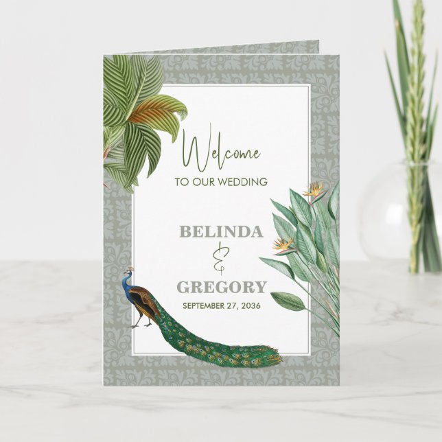 Pfauenfuß Tropischer Hochzeitssorden Programm (Vorderseite)