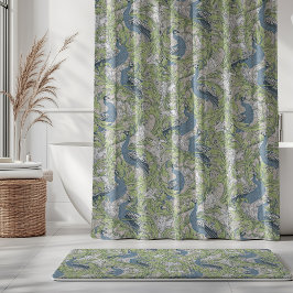 Pfauengarten in Blaugrün-Grau Duschvorhang