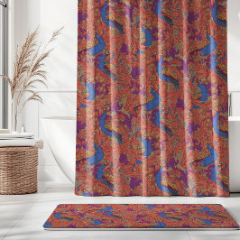 Pfauengarten in Kobaltblau-Purpur-Terrakotta Duschvorhang