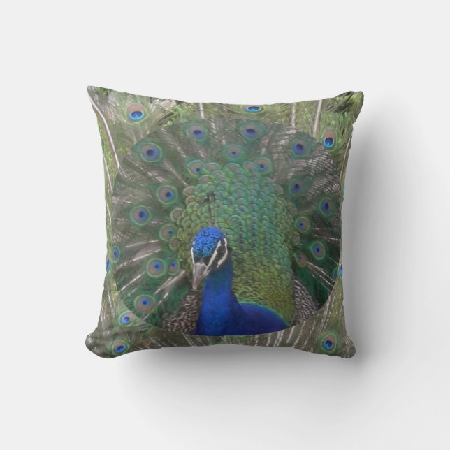 Pfauengesicht mit Feathers Pillow Kissen (Vorderseite)