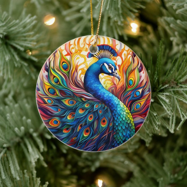 Pfauengestanzte Keramik Treppenbaum Keramik Ornament (Baum)