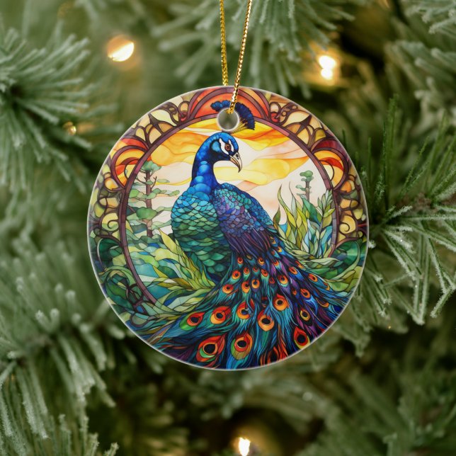 Pfauengestanzte Keramik Treppenbaum Ornament (Baum)