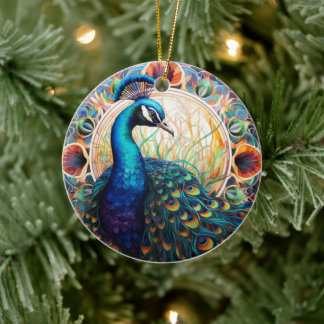 Pfauengestanzte Keramik Treppenbaum Ornament