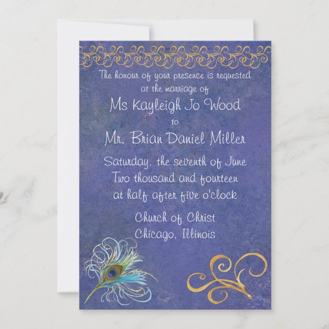 Pfauenglorie Einladung (Vorderseite)