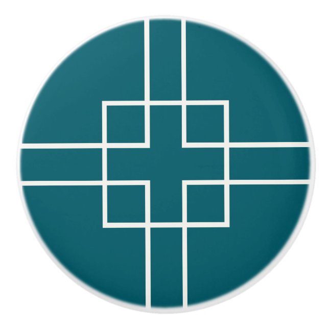 Pfauengrüne Kreuzung Keramikknauf (Vorderseite)