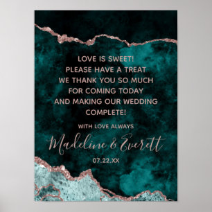 Pfauengrüner und Rosen-Gold-Tischschmuck 'Liebe is Poster