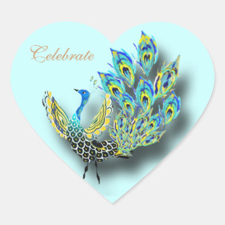 Pfauenheber Herz-Aufkleber