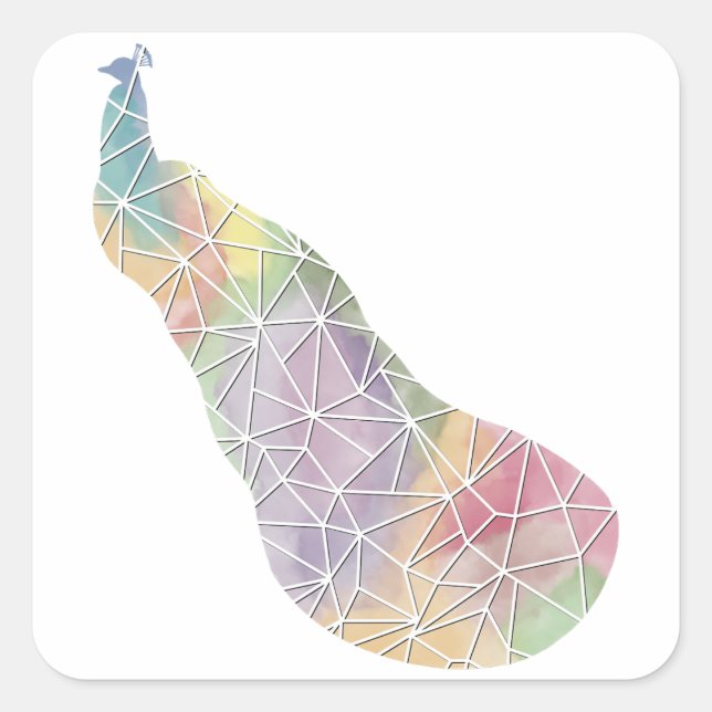 Pfauenhecker Quadratischer Aufkleber (Vorderseite)