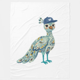 Pfauenhenne-Baseballcap-Decke – Paisley-Volkskunst Fleecedecke