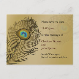 Pfauenhochzeit speichern das Datum Ankündigungspostkarte