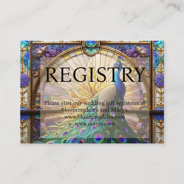 Pfauenhochzeitkarten Visitenkarte (Vorderseite)