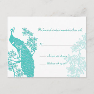 Pfauenhochzeitskarte RSVP Karte