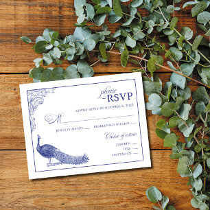 Pfauenhochzeitskarte RSVP Karte