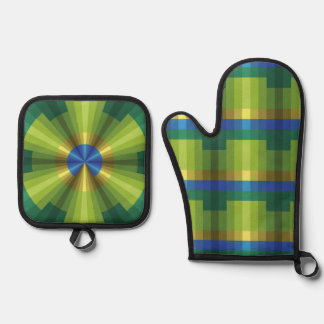 PfauenIllusion Ofenhandschuh & Topflappen-Set