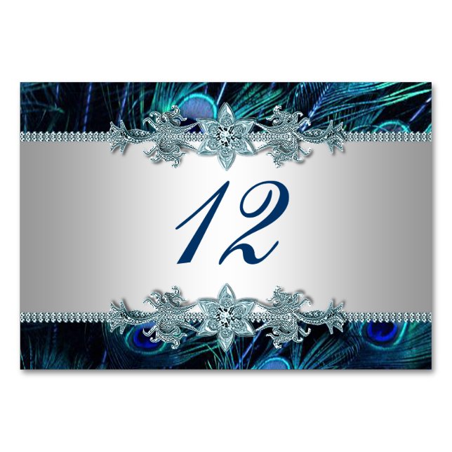 Pfauenkarten Tischnummer (Vorderseite)