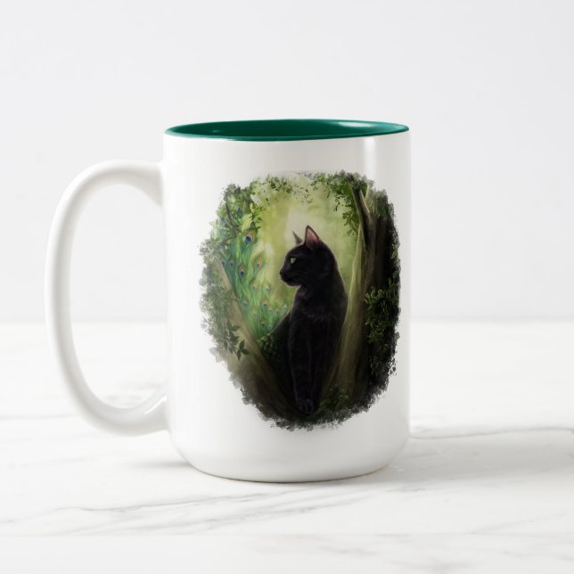 Pfauenkatze Zweifarbige Tasse (Links)