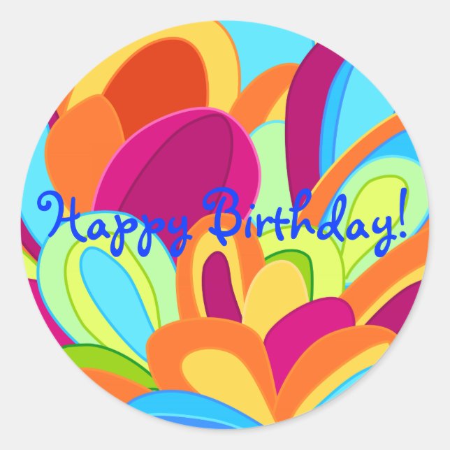 Pfauenkleber - Happy Birthday Runder Aufkleber (Vorderseite)