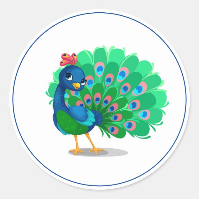 Pfauenkleber Runder Aufkleber (Vorderseite)