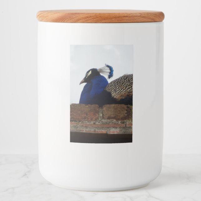 Pfauenlebensbehälter Lebensmitteletikett (Vorderseite)