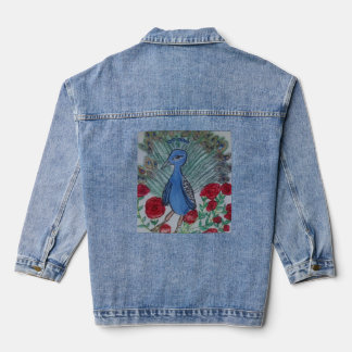 Pfauenliebesrosenzeichnung Jeansjacke