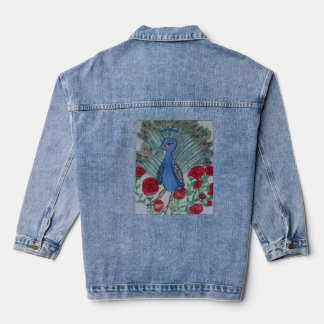 Pfauenliebesrosenzeichnung Jeansjacke