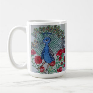 Pfauenliebesrosenzeichnung  kaffeetasse