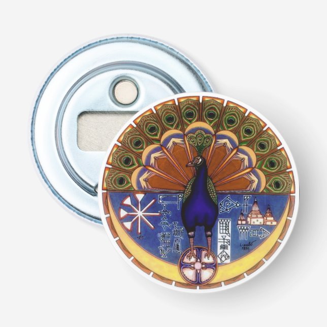 Pfauenmagnet Flaschenöffner (Vorderseite)