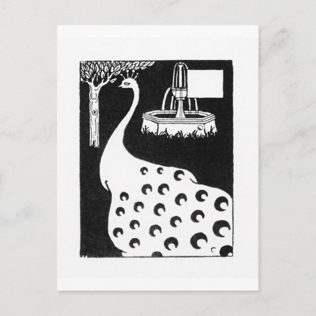 Pfauenmotiv von "Le Morte d'Arthur" (litho) Postkarte (Vorderseite)