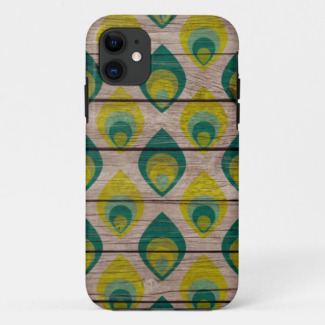 Pfauenmuster auf Holz iPhone 5/5S Fall Case-Mate iPhone Hülle (Rückseite)