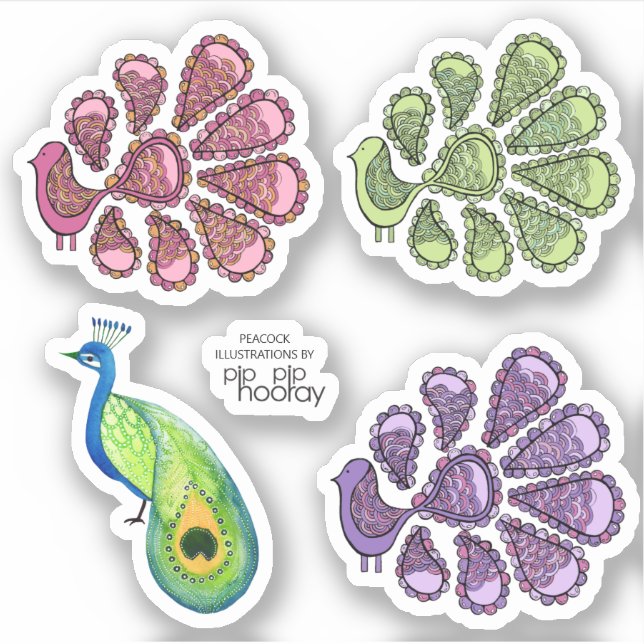 Pfauenmuster - Illustrationen Kunst, Dichtung und  Aufkleber (Vorderseite)