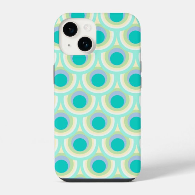 Pfauenmuster Minze Aqua Green iPhone Hülle (Rückseite)