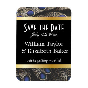 Pfauenmuster und Goldbänder Magnet