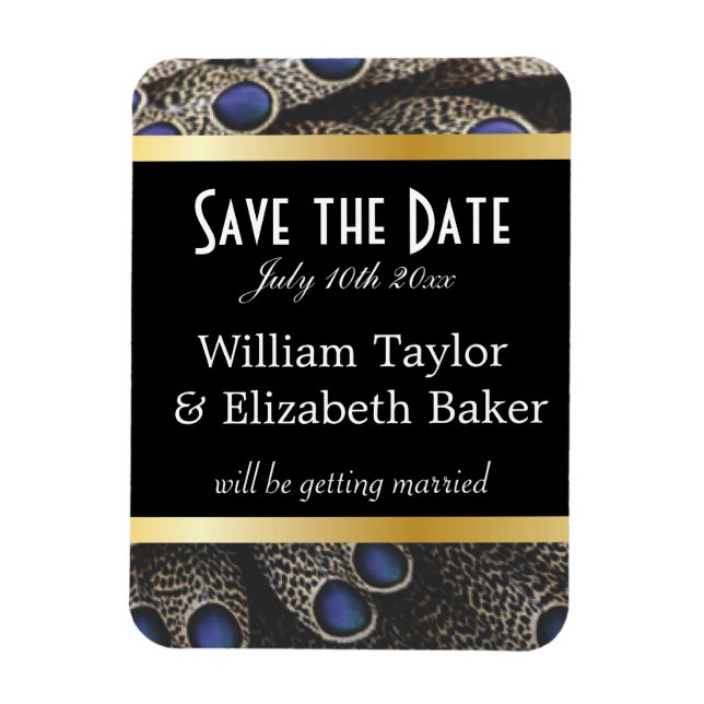 Pfauenmuster und Goldbarren Magnet (Vertikal)