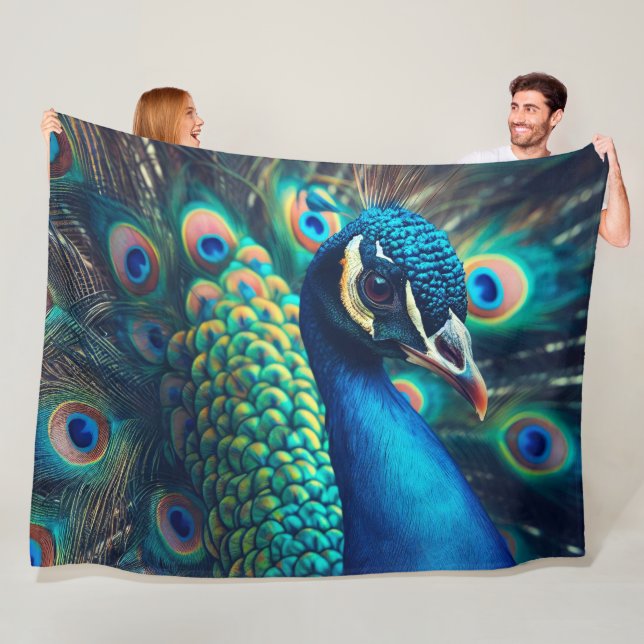 Pfauenprofil Fleecedecke (Beispiel)