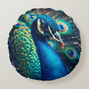 Pfauenprofil Rundes Kissen