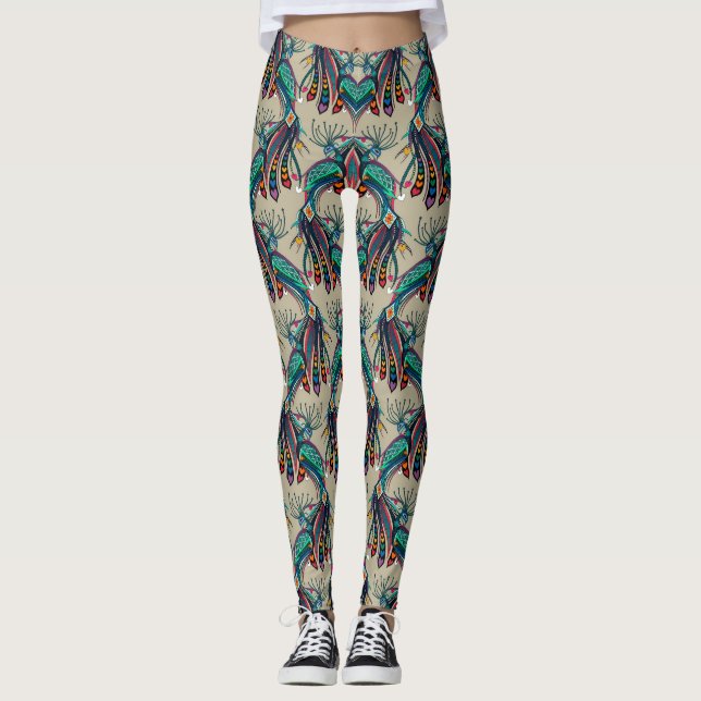 Pfauenregenbogen Liebe Leggings (Vorderseite)