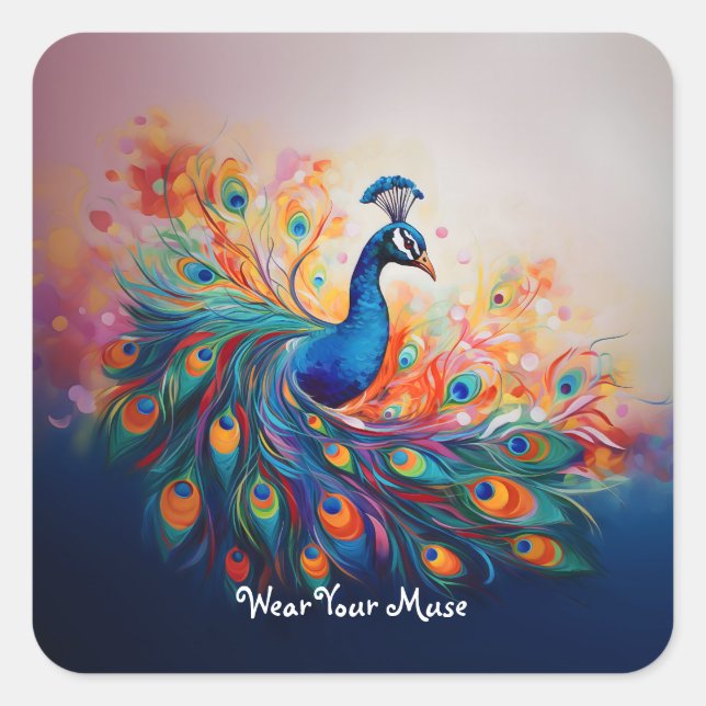 Pfauenschlamm Quadratischer Aufkleber (Vorderseite)