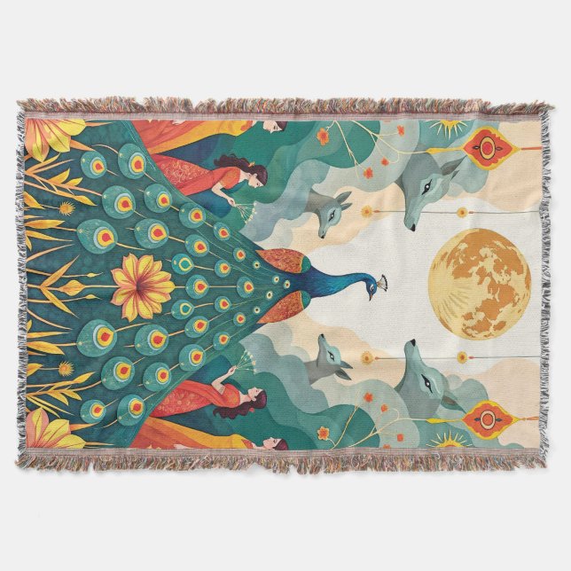 Pfauensymbol Blanket - Mittelostasien Decke (Vorderseite)