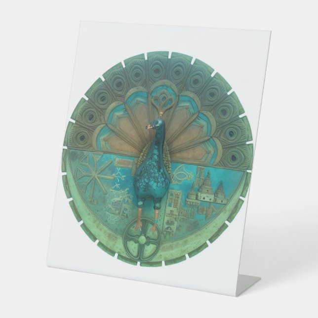 Pfauensymbol Sockelschild (Vorderseite)