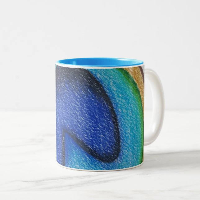 PfauenTasse Zweifarbige Tasse (VorderseiteRechts)