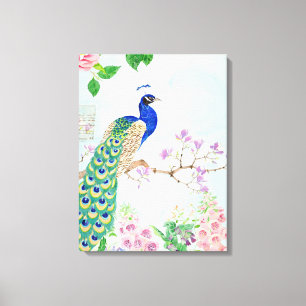 Pfauentiere   Floral Bird   Cooler Pfau Leinwanddruck