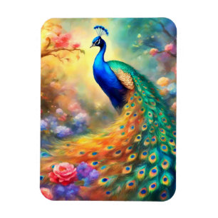 Pfauenvogel 100 mit Blume Magnet