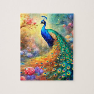 Pfauenvogel 100 mit Blume Puzzle